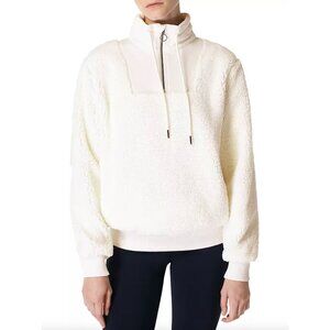Sweaty Betty Creme Sherpa Quarter Zip Pullover Size 8 Fleece Sweater Sweatshirt